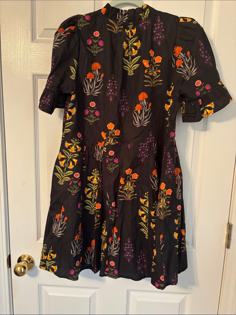 Liliana Black Floral Tiered Dress with Orange & Purple Accents - Picture 7 of 7